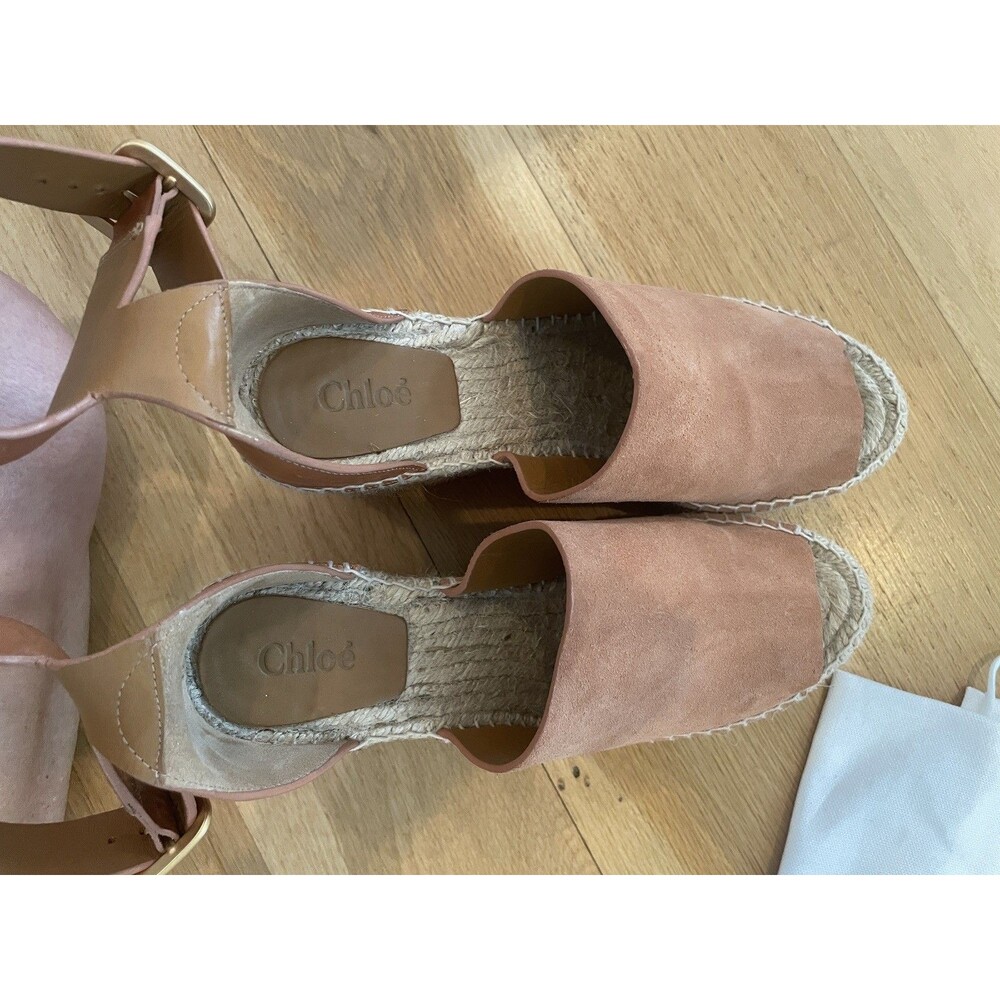 AUTHENTIC CHLOE SUEDE LEATHER ESPADRILLE PLATFORM SANDALS- EU 38 GUC! - Picture 8 of 12